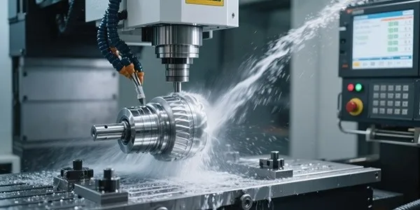 Five-axis CNC machine cutting stainless steel.png Five-axis CNC machine cutting stainless steel.png